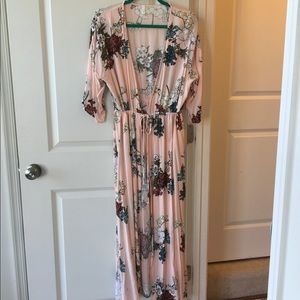 Pinkblush light pink floral kimono